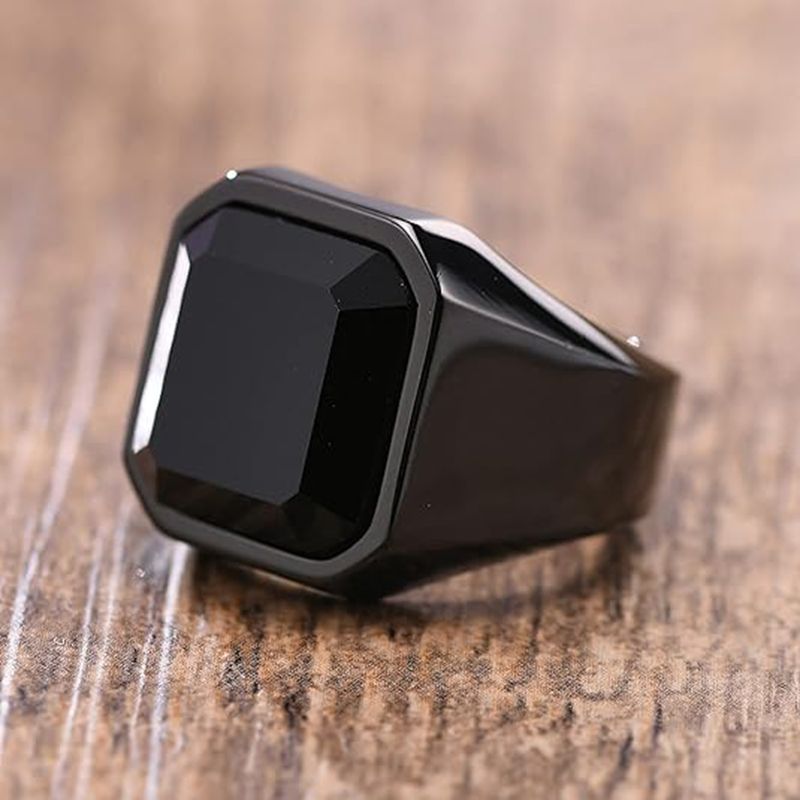 Mens Signet Ring - Мужское кольцо, черный сердолик, кольца-печатки из