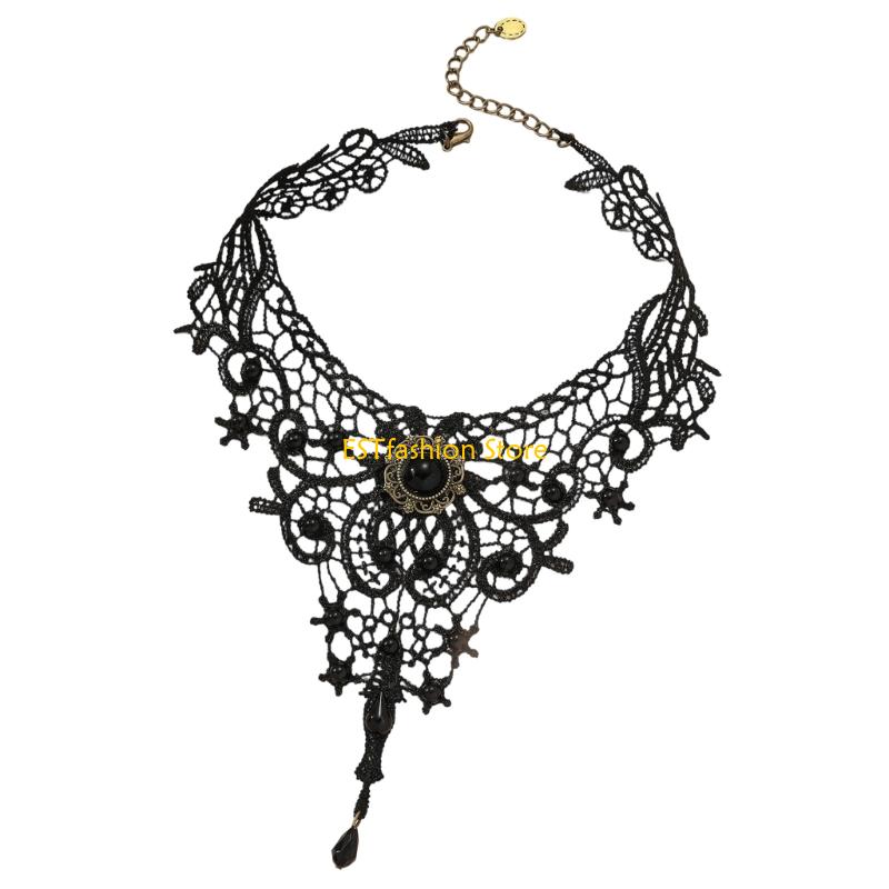Crystal Choker Necklace - Y5GC кружевное колье-колье, готическое кружевное колье