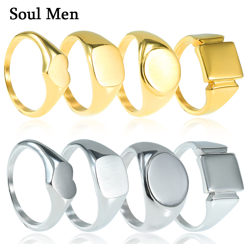Mens Signet Ring - Мужские кольца Soul из титановой стали