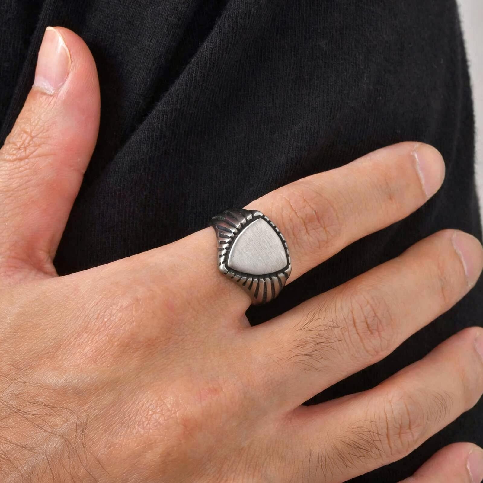 Mens Signet Ring - Винтажное кольцо-печатка с щитом для мужчин