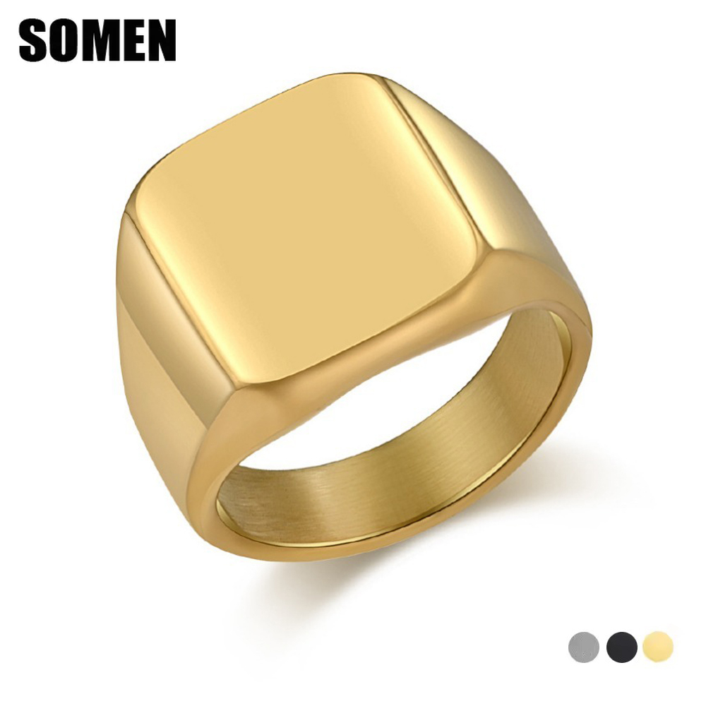 Mens Signet Ring - Женское квадратное кольцо из карбида вольфрама
