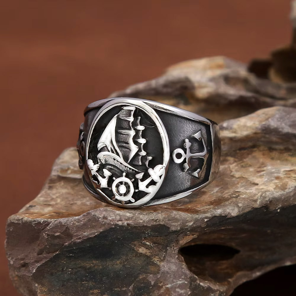 Mens Signet Ring - Винтажное морское кольцо-печатка в скандинавском стиле