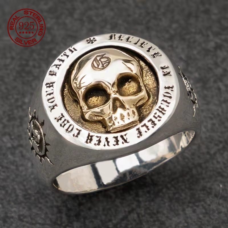 S925 Стерлингового Серебра Мод – обзор и цена Gothic Skull Ring