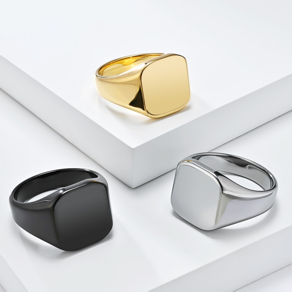 Женское квадратное кольцо из к – обзор и цена Mens Signet Ring