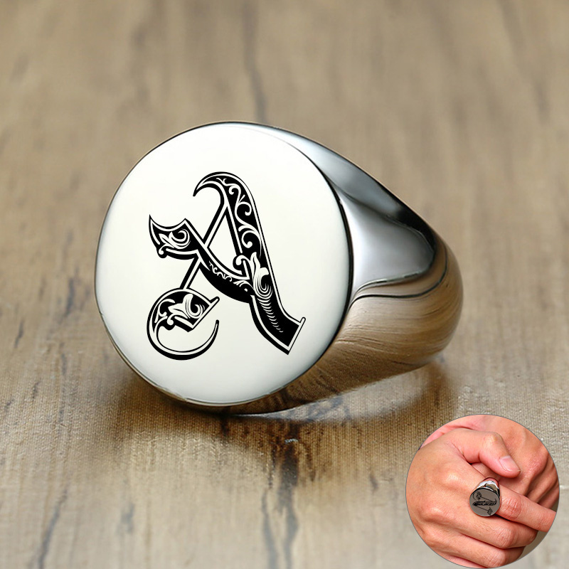 Мужское кольцо с гравировкой б – обзор и цена Mens Signet Ring